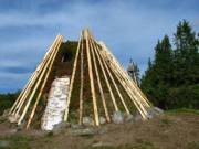 A "kåta", the typical hut of the Samí in northern Sweden